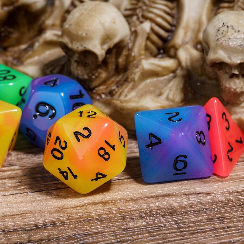 Poludie 5 Sets Glow in The Dark DND Dice, 35Pcs Luminous Polyhedral Dice Set with 1 Leather Dice Bag, Glowing D&D Dice for RPG Table Games(5Sets/35Pcs Glowing Dice) - Image 5
